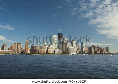 Lower Manhattan Skyline panoramic view, Panorama von Manhattans Skyline, New York City, USA, Amerika