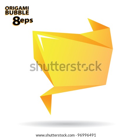 Vector speech green origami bubble. Web icon