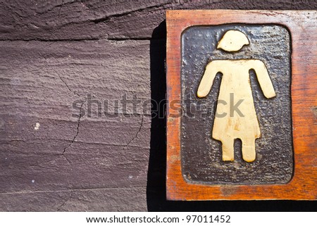 Sign of public toilets WC restroom for women