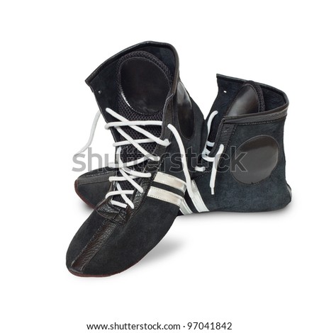 Boxing shoes isolated (with shadow) on white background