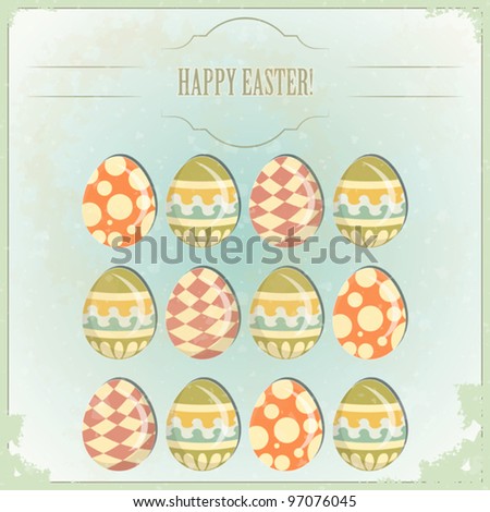 Easter Eggs -  old postcard in vintage style - vector illustration
