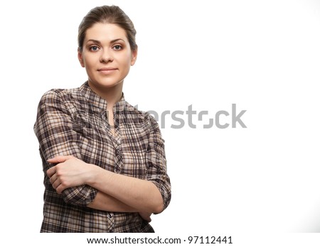 Casual style woman portrait. Isolated over white background