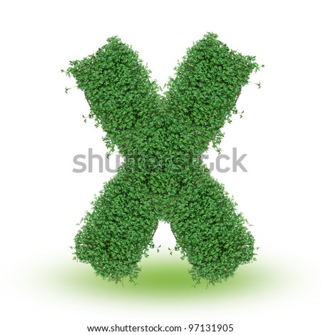 Green alphabet letter over white