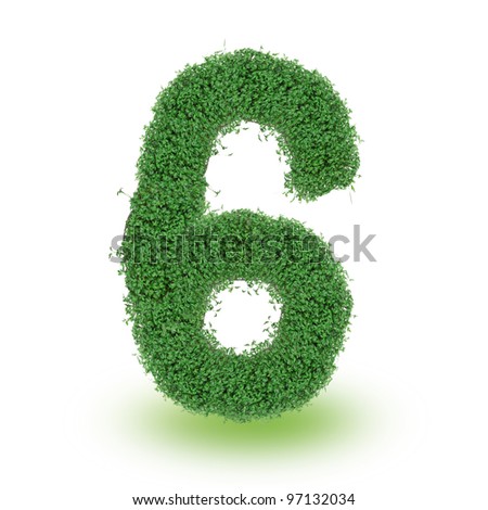 Green alphabet number over white