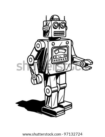 Retro Robot - Clipart Illustration