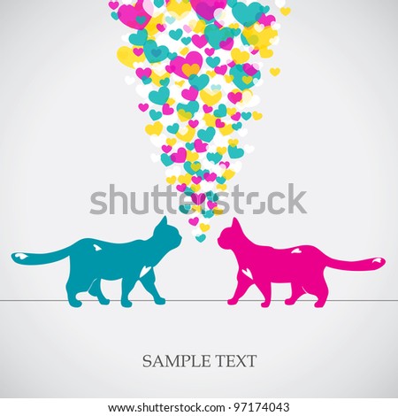 Two cats love colorful card