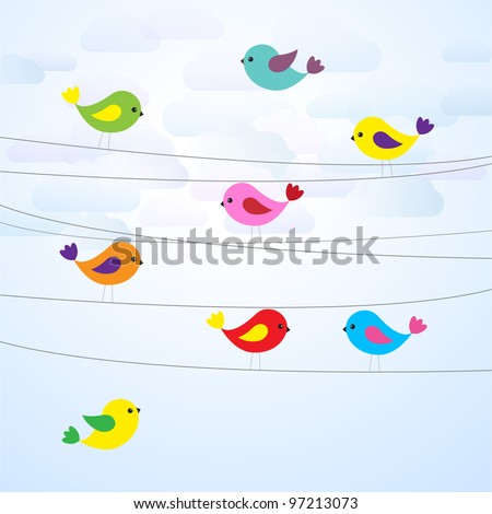  Cute colorful birds on wires