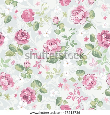 Abstract Elegance seamless floral pattern. Beautiful flowers vector illustration texture with roses