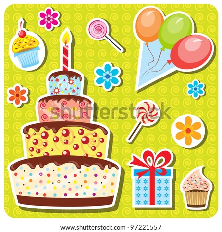 vector birthday party set