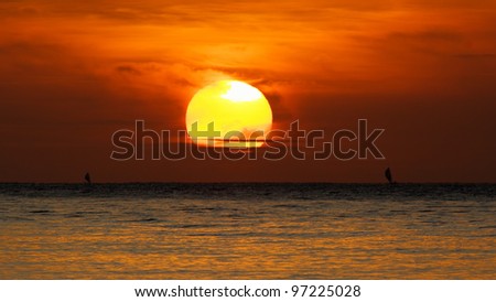 Sunrise near Bali island. Amed. Indonesia