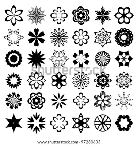 Set of graphic flowers