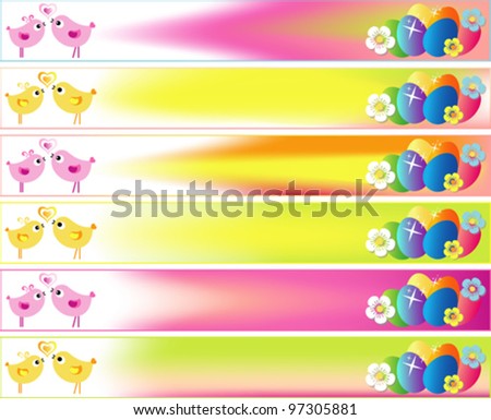 Easter Day Banner Set with Eggs in Sizes: 728 x 90.