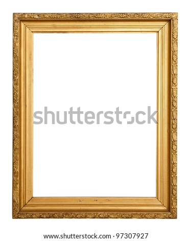 Classic gold frame. Isolated over white background with clipping path