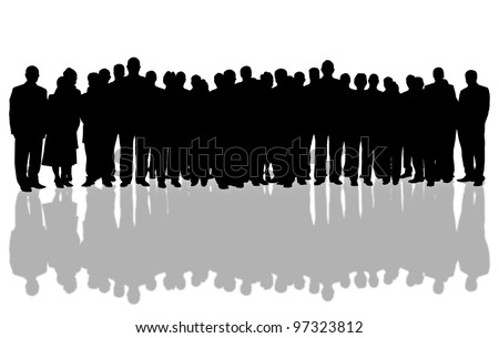 white background and business people silhouette Royalty-Free Stock Photo #97323812