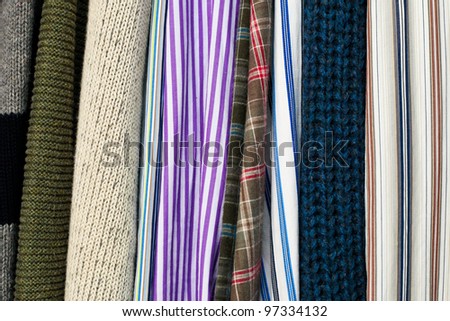 Close up of clothes hanging as a background image