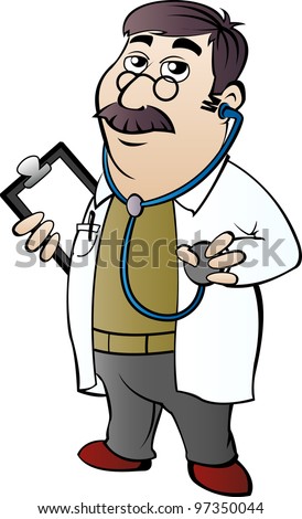 Doctor with stethoscope in cartoon style