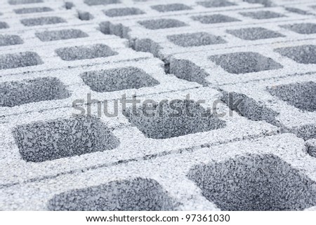 Concrete bricks at warehouse in Thailand Royalty-Free Stock Photo #97361030