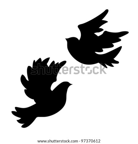 dove silhouette on white background, vector illustration