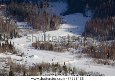 Ski lift at resort in Siberia