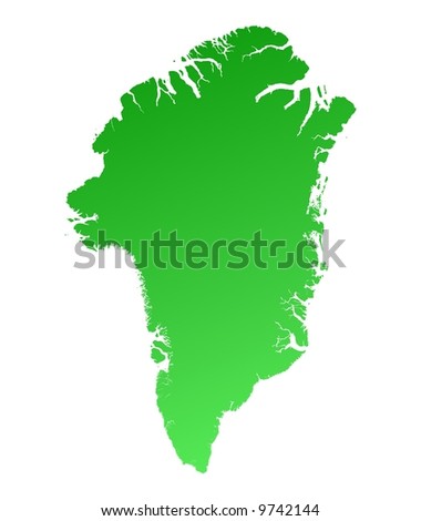 Green gradient Greenland map. Detailed, Mercator projection.