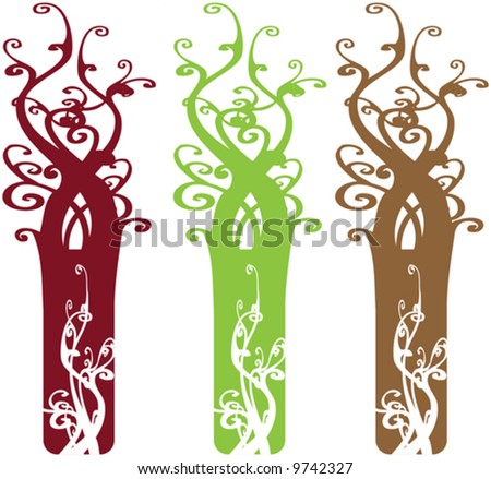 Interesting Ornate Tree Design Elements Illustration Vector