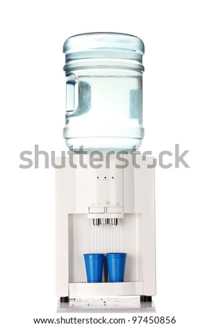 Electric water cooler isolated on white
