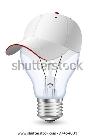 Light bulb in the baseball cap. Conceptual vector illustration