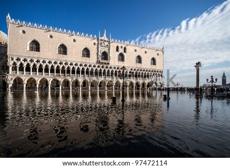 Piazza San Marco with Campanile and Doge Palace. Venice, Italy Royalty-Free Stock Photo #97472114