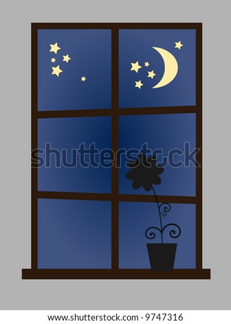 Night-time: Simple window looking out on a starlit sky (available as vector as well)