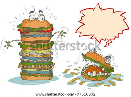 Funny Cartoon Hamburgers.
