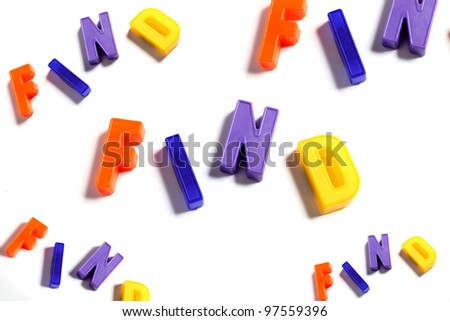 Find  title made of colorful rubber letters