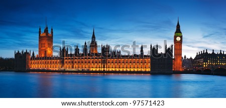 Night view of Houses of Parliament. London - England.