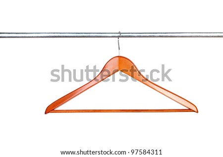 Coat hanger on clothes a rail against white