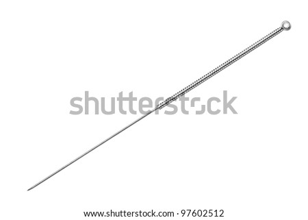 Silver needle acupuncture on an isolated white background. Royalty-Free Stock Photo #97602512