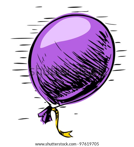 Party balloon with ribbon. Hand drawing sketch vector illustration