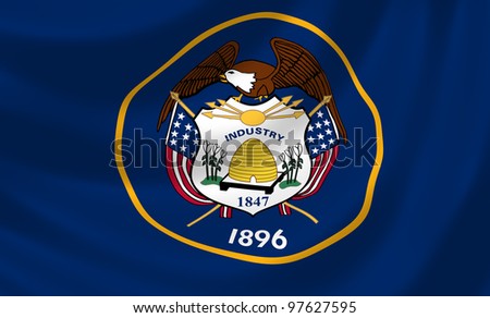 Flag of Utah waving in the wind detail