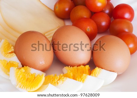 Picture of divers foodstuffs on white background