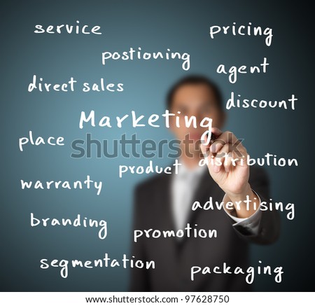 businessman writing marketing concept