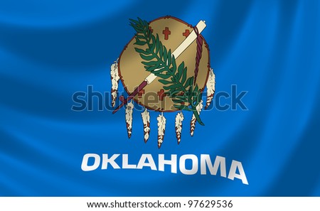 Flag of Oklahoma waving in the wind detail