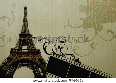 The Eiffel tower and decorative patterns
