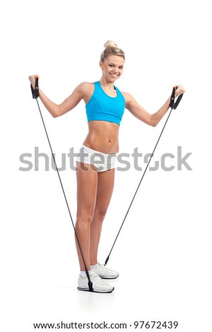 white young girl engaged in fitness training