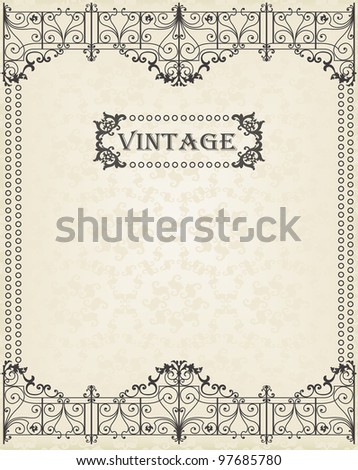 Vintage vector frame background with copy space for text