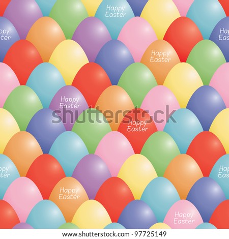 seamless pattern of assorted painted easter eggs with clipping mask, text on separate layer