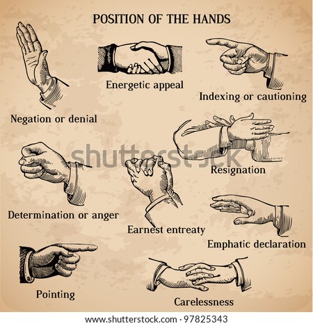 Set of vintage hands - Various Positions in vector - High Quality