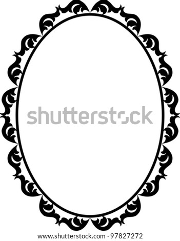silhouette ornamental frame oval