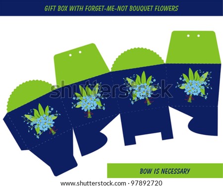 Gift box with stylish beautiful bright floral. Abstract Elegance vector illustration texture with forget-me-not.