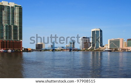 Jacksonville Florida skyline and the St Johns River
