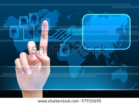 scanning of a finger on a touch screen interface Royalty-Free Stock Photo #97910690