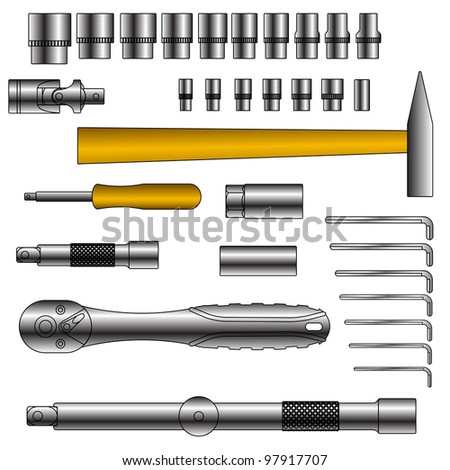  set of different tools over white background. Vector version also available in portfolio.