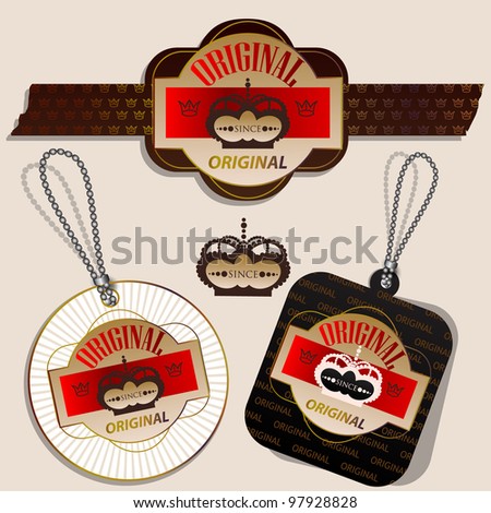 Set of Superior Quality and Satisfaction Guarantee Badges, Labels, Tags. Retro vintage style